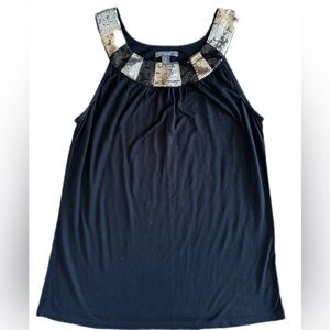 Apt. 9 Black Blouse with Gold and Silver Accents